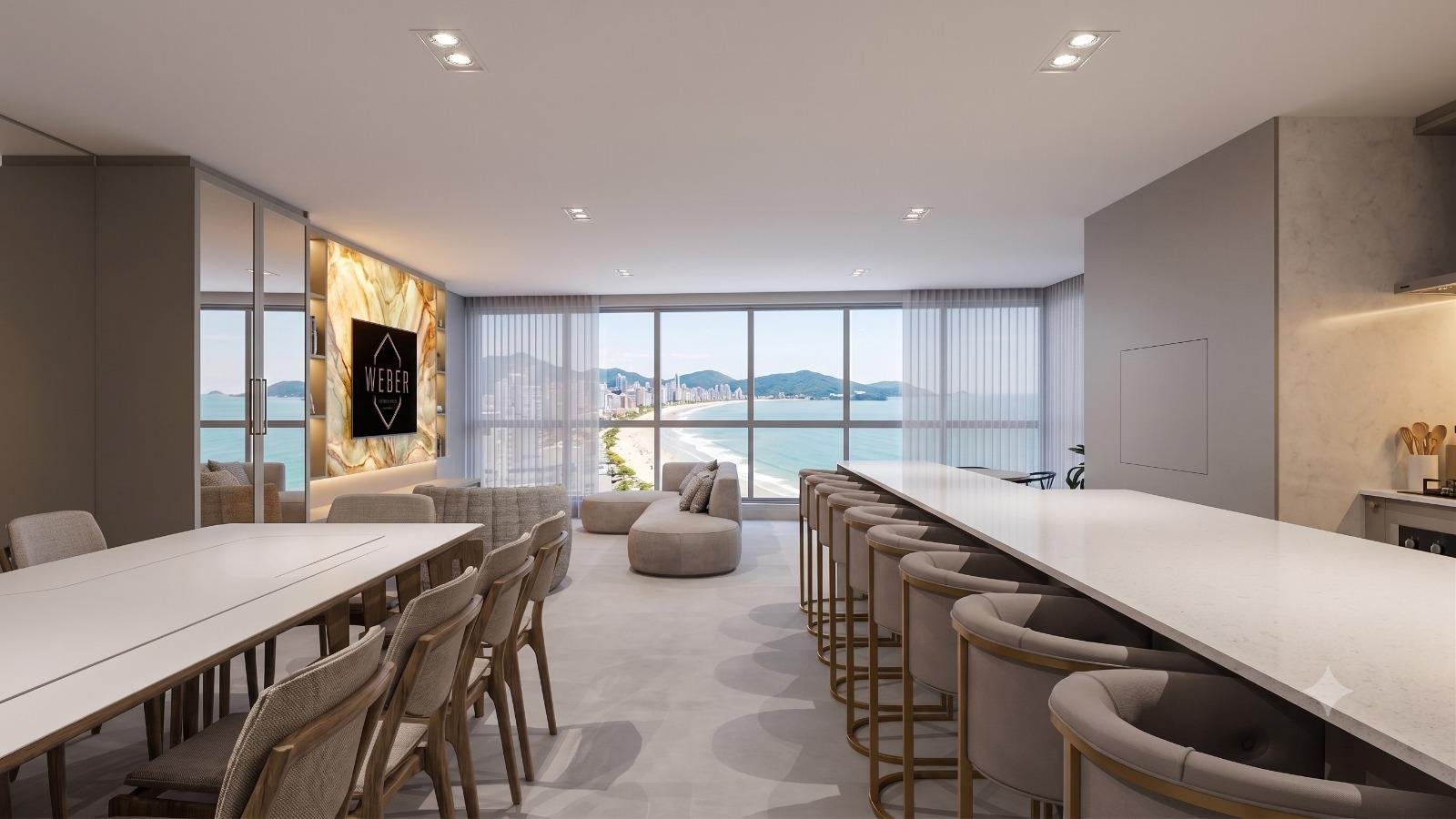 Apartamento na planta com 4 suítes e vista para o mar no 30º andar em Itapema